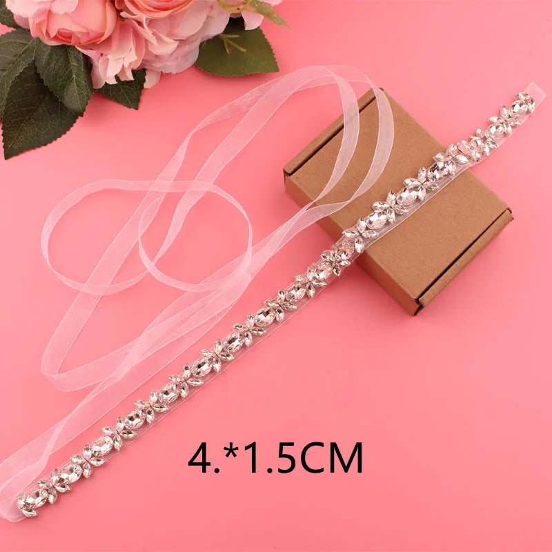 Crystal bridal belt with ribbons, handmade silver wedding belt, cookie patient belt for wedding evening dresses