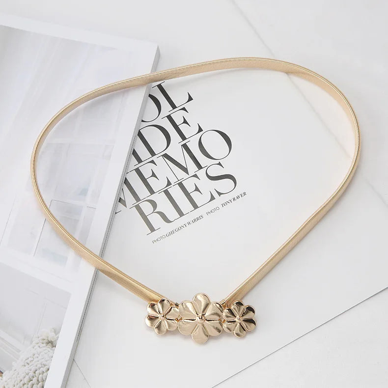 Belts for Women Designer Elastic Dress Elegant Girl Stretch Skinny Waist Belt Cummerbunds Metal Spring Female Belt Ceinture