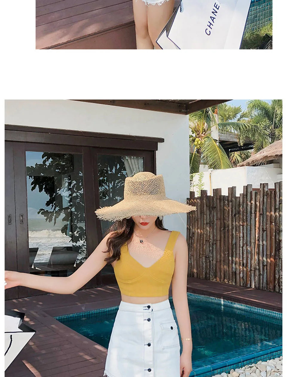 Summer hats for women Retro flat hat brim hand-made Hollow design raffia straw hat ladies outdoor sun protection beach straw hat