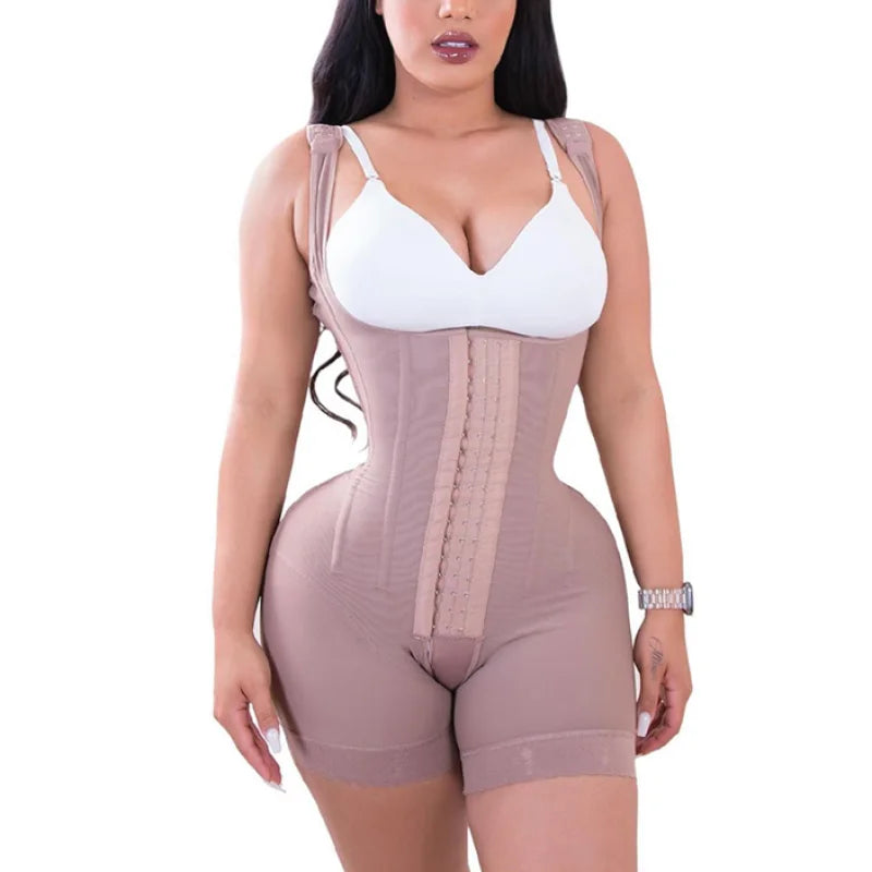 Women's  A Comfy Shaping Jumpsuit Flatten Abdomen Waist and Hips Zip Front Closure Shapewear Firm Tummy Compression Butt Lifter
