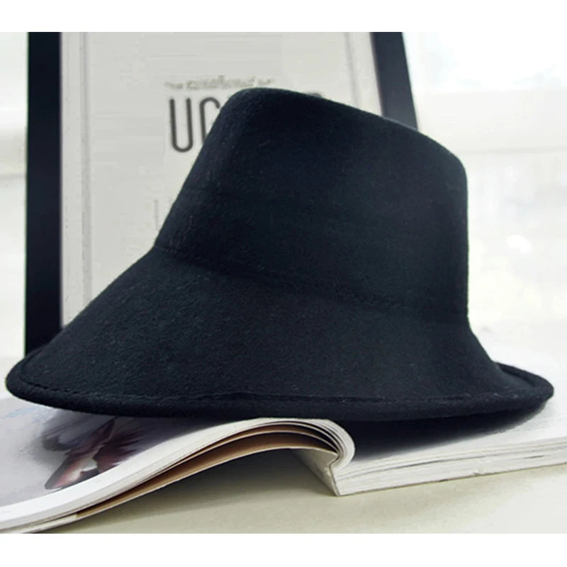 Elegant Women Felt Hat Ladies Winter Hats Wide Brim Fedora Special Tilt Asymmetrical Brim Wedding Church Party Hat Millinery Hat