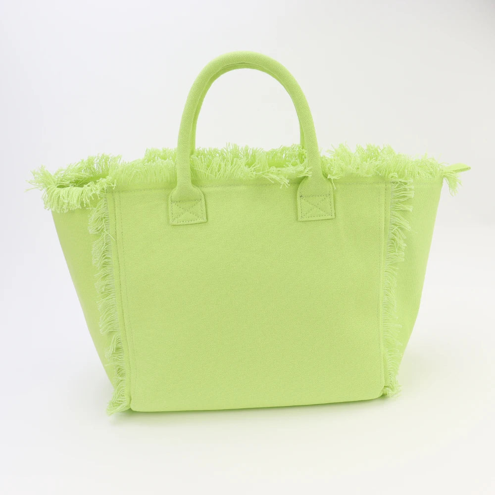 USA Warehouse Free Shipping Tassels Tote Bag Large Capacity Multi Colors Canvas Travel Beach Handbags for Women and Girls