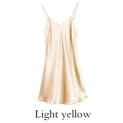 Sleeping dress 100% Real Silk Full slips nighties for women Long Camisole Chemise Bridesmaid mini dress V-Neck
