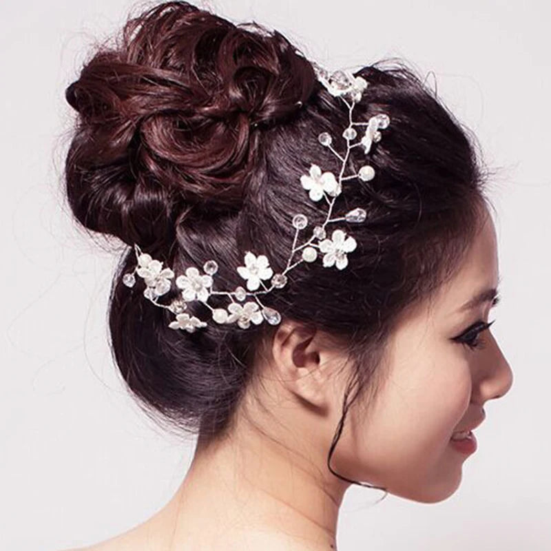 Headbands Bride Headpiece Tiaras Fashion Hair Jewelry Crystal Pearl Flower Bridal Wedding Hair Accessories For Women