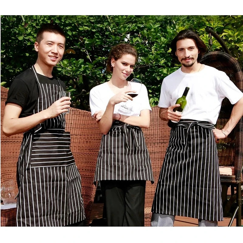 Kitchen Cooking Apron Chef Halterneck Apron With1 Pockets Catering Sleeveless Aprons Men Woman BBQ Waiter Printing Apron