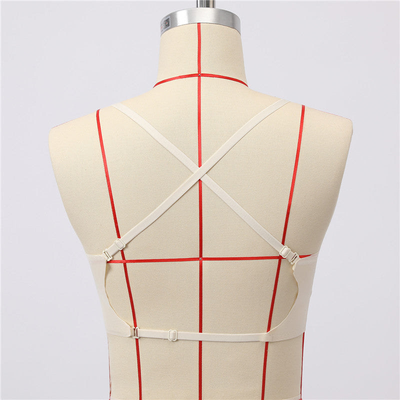 Women Invisible Bra Deep U Plunge Bras Backless Top for Dresses Sexy Lingerie with Transparent Strap Push Up Strapless Underwear