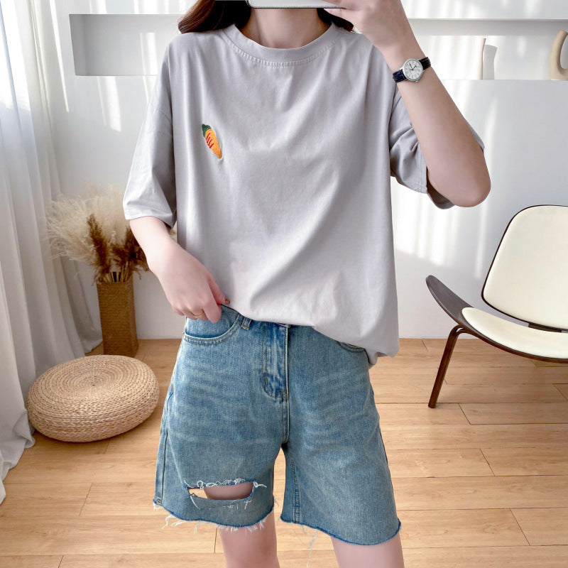 Maternity Nursing T-Shirt Top 98% Cotton Mother Nursing Tees Breastfeeding T Shirt for Pregnant Women Summer Pregnancy Top Wear