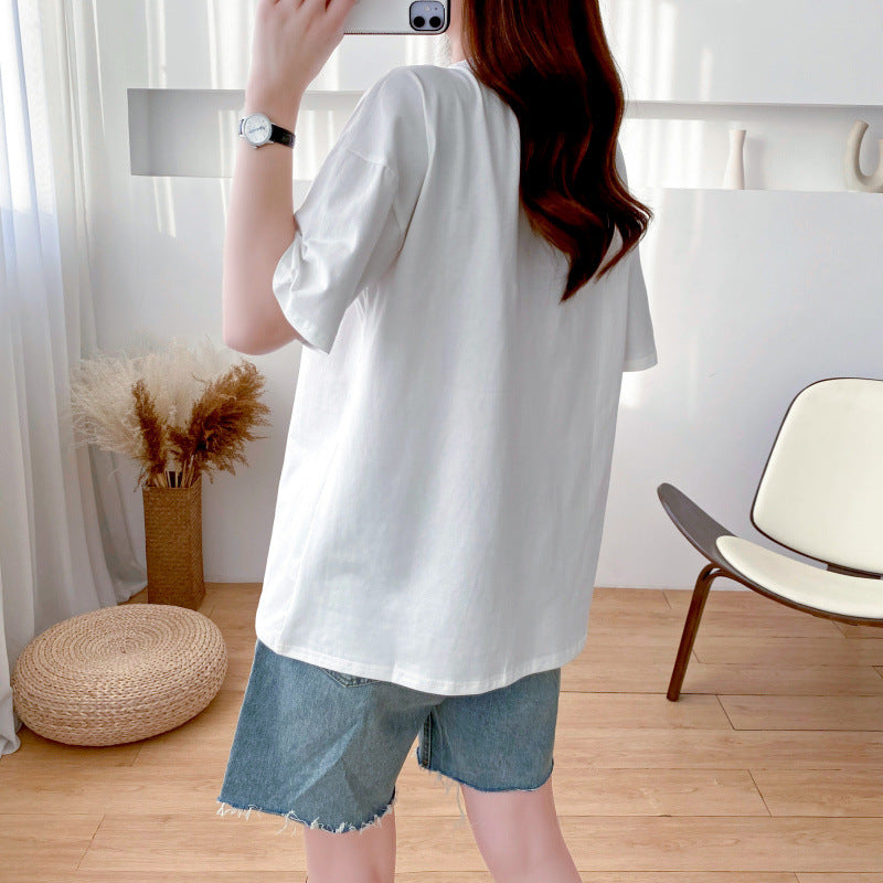 Maternity Nursing T-Shirt Top 98% Cotton Mother Nursing Tees Breastfeeding T Shirt for Pregnant Women Summer Pregnancy Top Wear