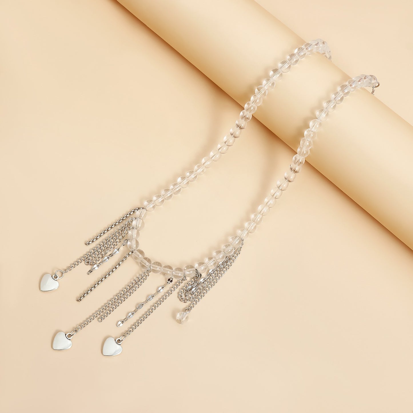 Y2K Heart Beaded Necklace Women Boho Irregular Crystal Class Gravel Clavicle Chain Cool Y2K Choker Exquisite Fashion Jewelry