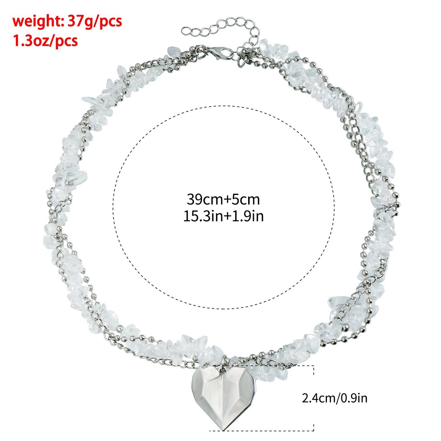 Y2K Heart Beaded Necklace Women Boho Irregular Crystal Class Gravel Clavicle Chain Cool Y2K Choker Exquisite Fashion Jewelry