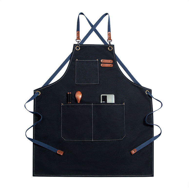 New Fashion Canvas Kitchen Aprons For Woman Men Chef Work Apron For Grill Restaurant Bar Shop Cafes Beauty Nails Studios Uniform