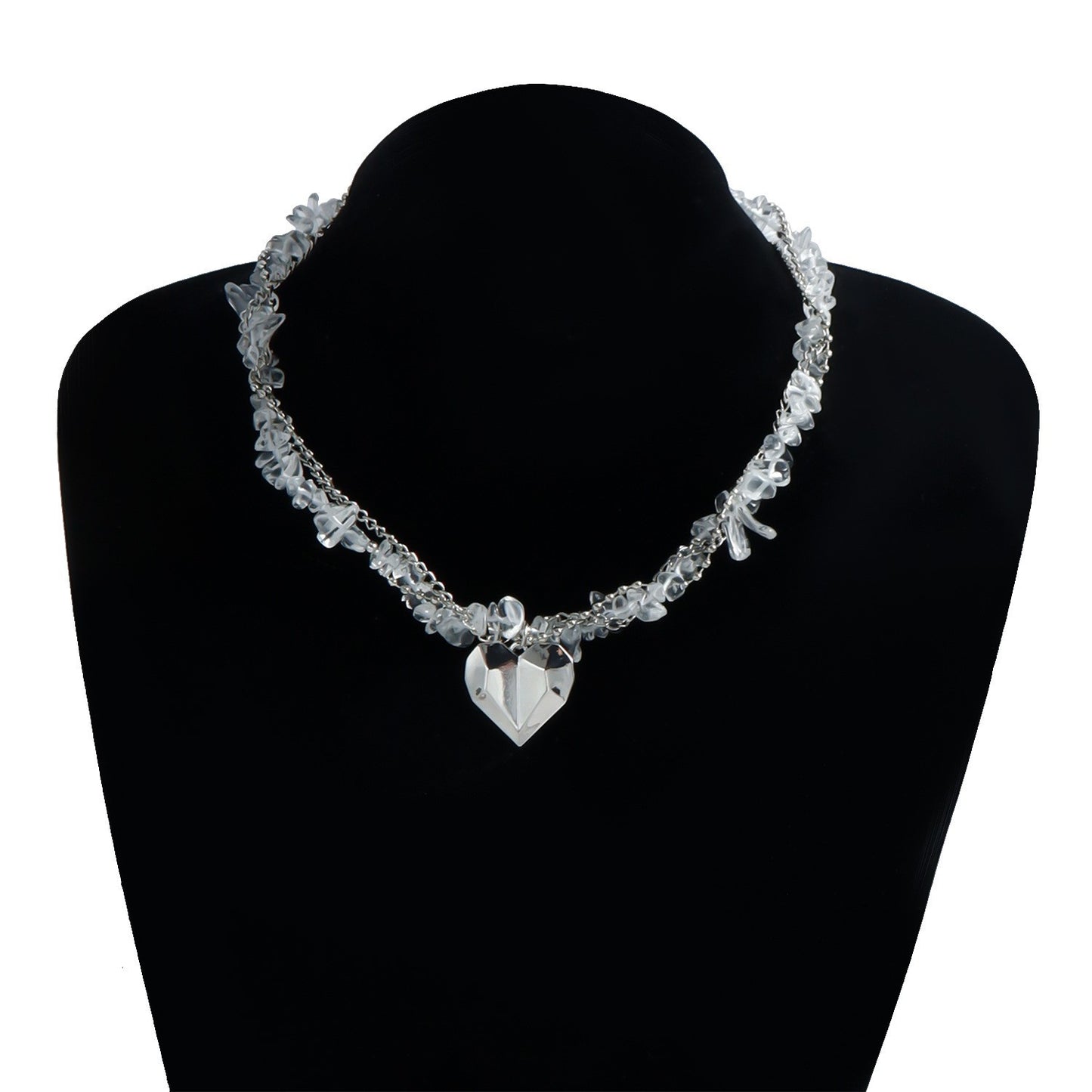 Y2K Heart Beaded Necklace Women Boho Irregular Crystal Class Gravel Clavicle Chain Cool Y2K Choker Exquisite Fashion Jewelry