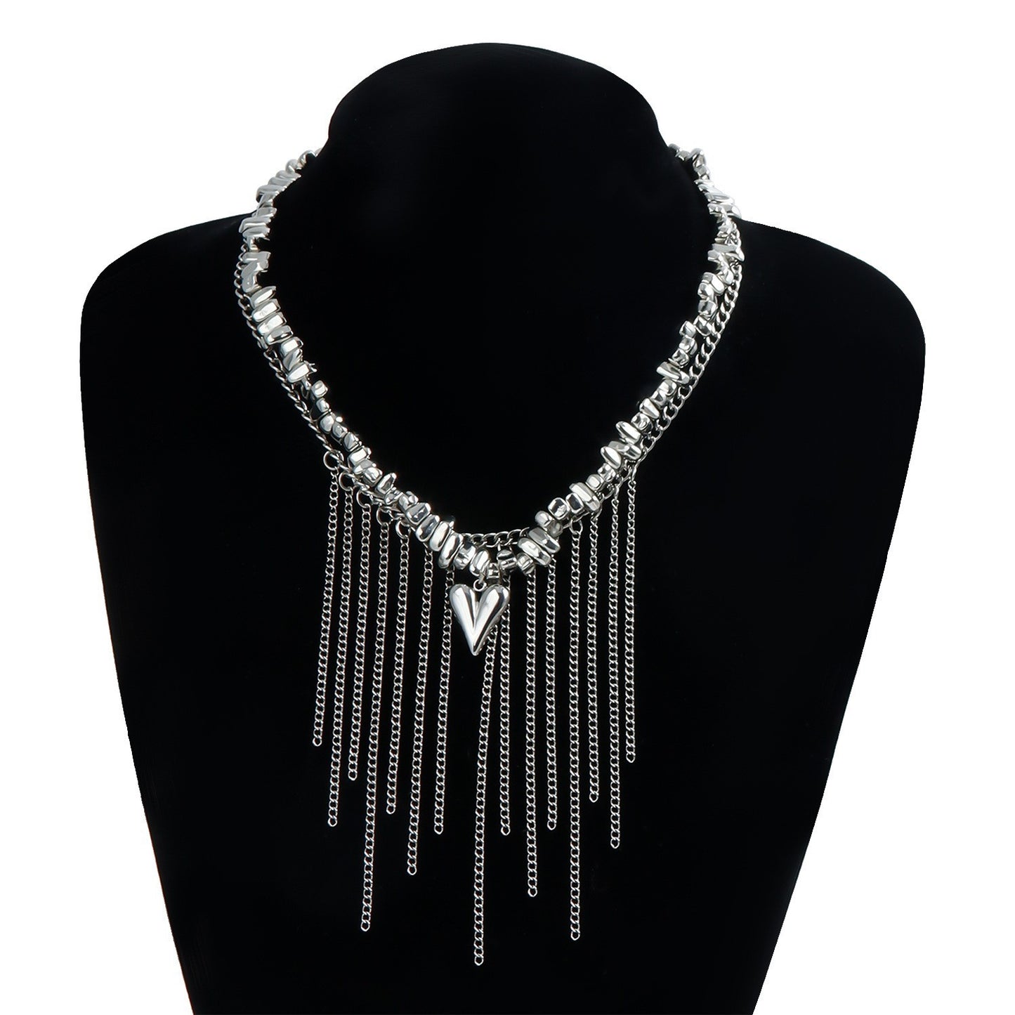 Y2K Heart Beaded Necklace Women Boho Irregular Crystal Class Gravel Clavicle Chain Cool Y2K Choker Exquisite Fashion Jewelry