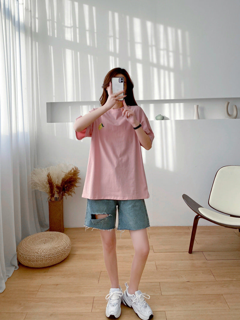 Maternity Nursing T-Shirt Top 98% Cotton Mother Nursing Tees Breastfeeding T Shirt for Pregnant Women Summer Pregnancy Top Wear