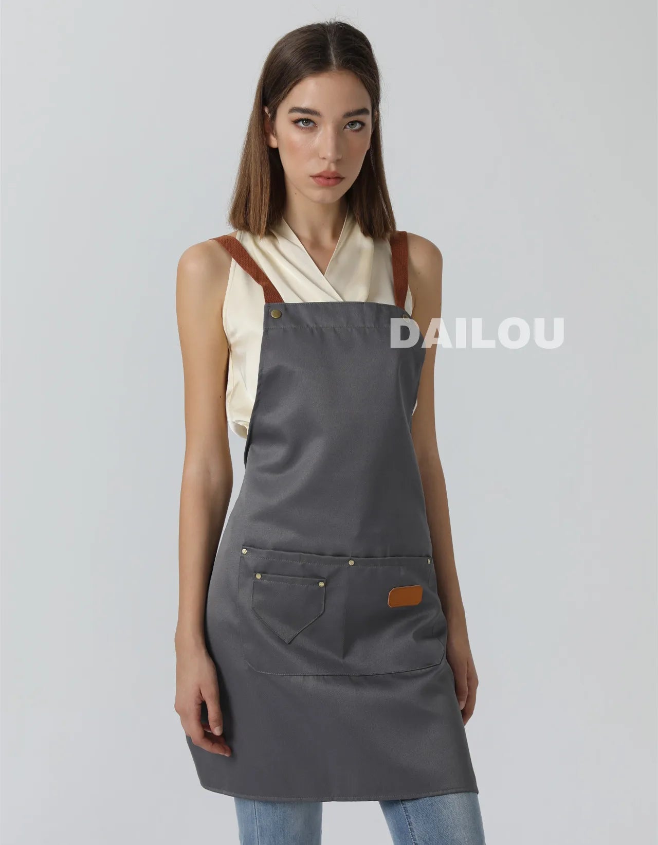 New Fashion Kitchen Aprons for Woman Men Chef Work Apron for Grill Restaurant Bar Shop Cafes Beauty Nails Studios Uniform