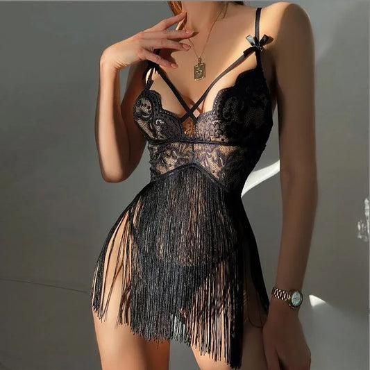 Hot Nightie for Ladies See Through Sleepwear Sexy Pajamas Floral Mesh Nightgowns Outfit Sexy Lace Night Dress Lingerie