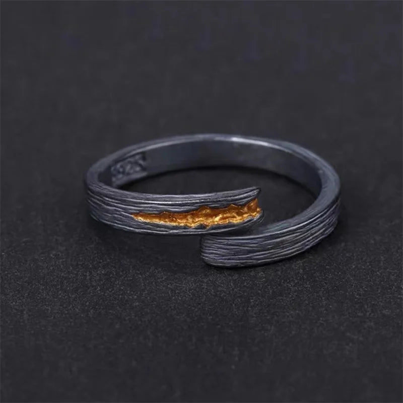 Personality Thumb Ring Male Jewelry Opening Gold Black Collision Men s925 Ring Silver Hand Decoration