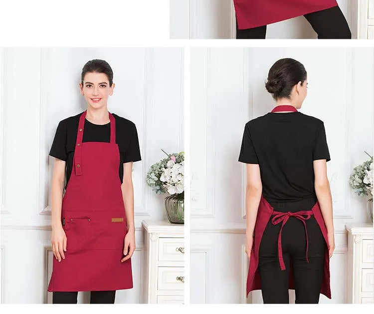 New Fashion Kitchen Aprons for Woman Men Chef Work Apron for Grill Restaurant Bar Shop Cafes Beauty Nails Studios Uniform