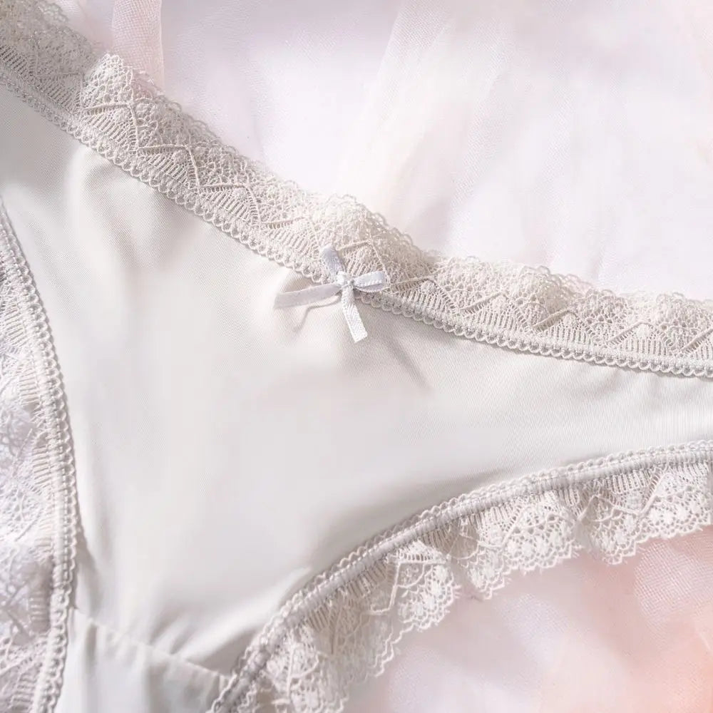 Comfortable Seamless Ice Silk Panties Cotton Crotch Low Waist Lace Bow Briefs Underpants Underwear Women's Summer Panties Lady