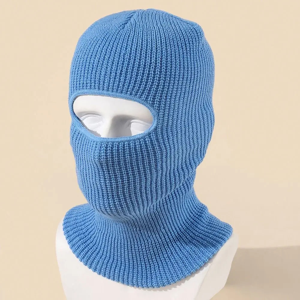 Hat Winter Female 1-Hole Balaclava Skullies Scarf Bonnet Hat Mask Knitted Hats Men Beanies Hat Women Winter Cap Full Face Cover