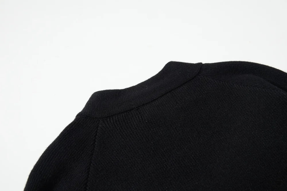Spliced Sweatercoat Mens Autumn Winter Casual Loose Raglan Sleeve Stand Collar Long Sleeve Knitted Sweater Outerwear Man