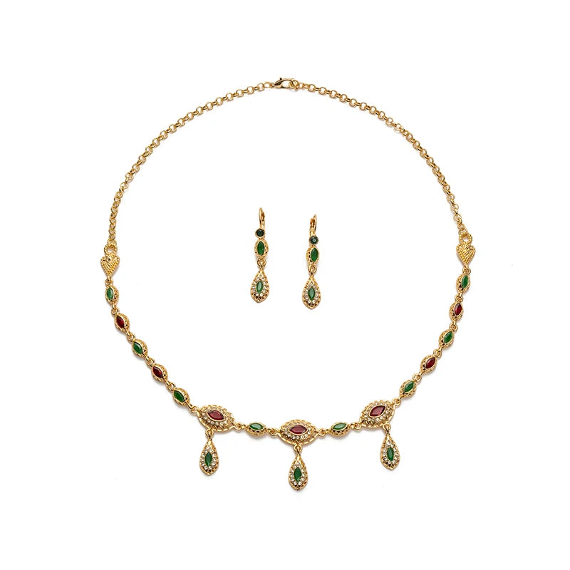 Arabic Handmade Jewelry With Crystals Wedding Hair Accessories Women Gold Color Headpiece Jewelry Set Head