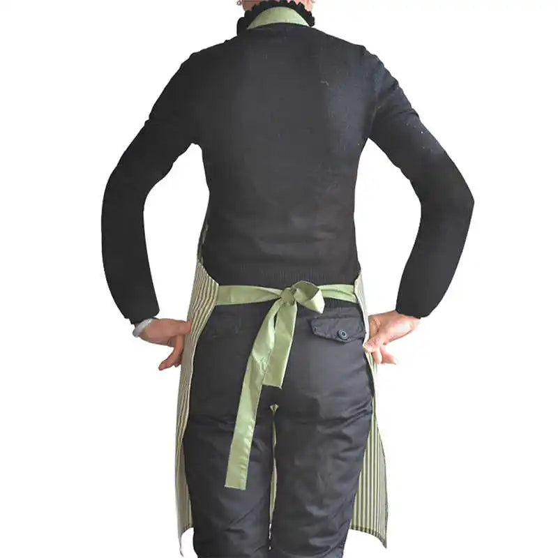 Fashionable Striped Apron For Home Kitchen Cooking Long Sleeved Women's Cute Anti Stain Work Dining Work Clothes Smock
