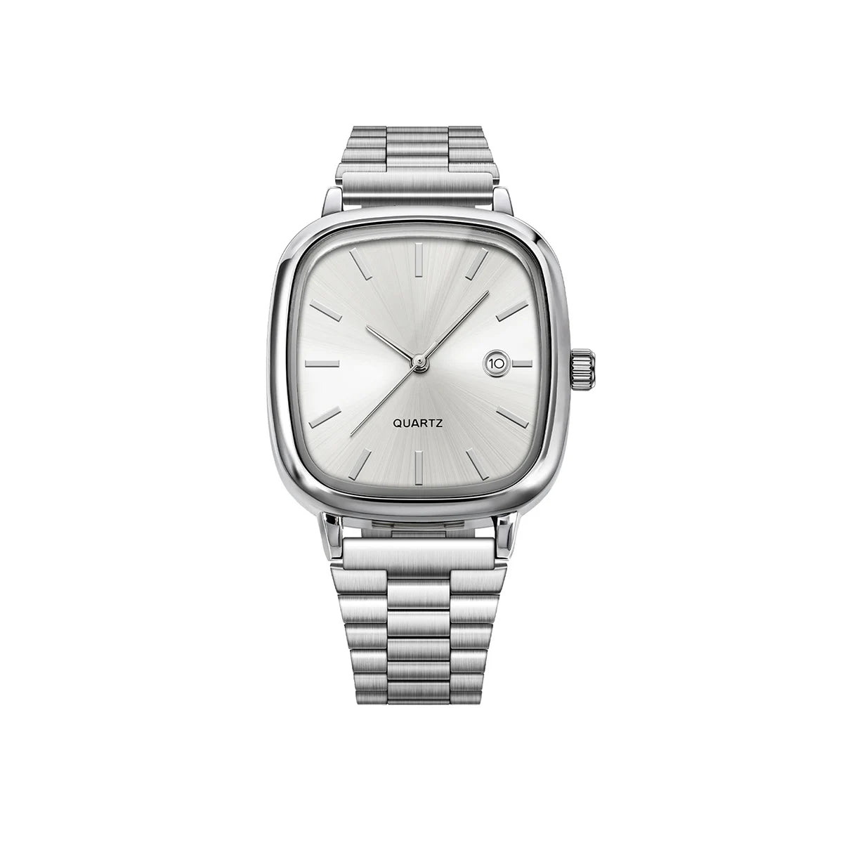 LUCKY FOX Modern minimalist square watch Business mens metal watch stainless steel chain multi-scene commuter watch