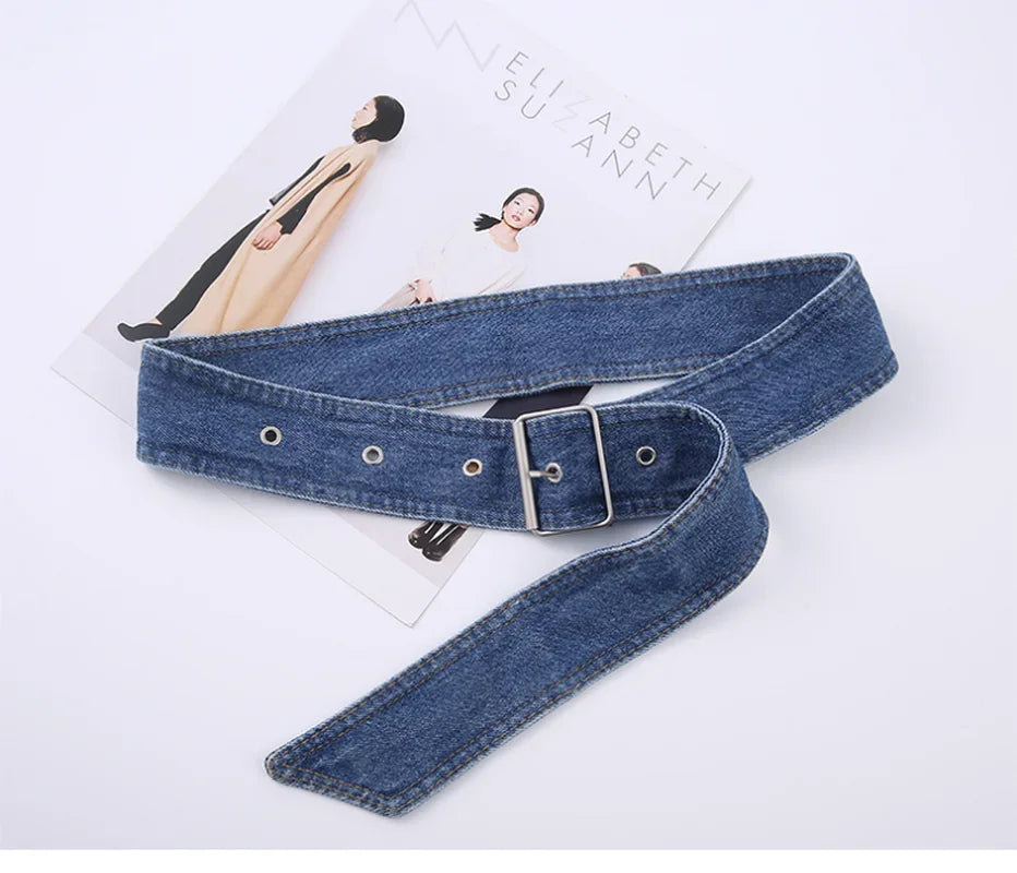 Women's Belt for Denim Waist Pin Buckle Wide Young Girls Fashion Retro Outer Wearing Accessories Shirt Skirt Decorative Belts