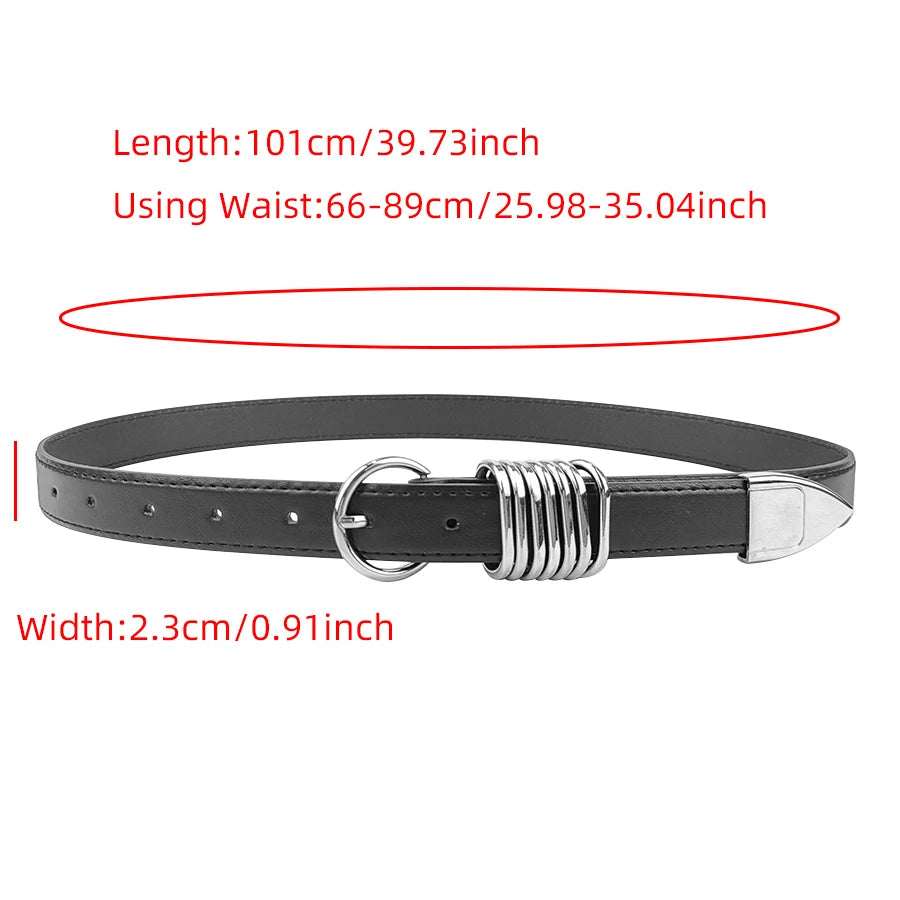 Belt for women niche design high sense of everything embellished with jeans with wire loop pin buckle belt black