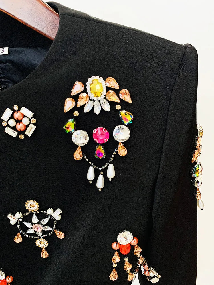 Women's Clothing Two-piece Suits Star Fashion New Style Heavy Beaded Diamond Short Top and Skirt Suit Dress Matching Sets