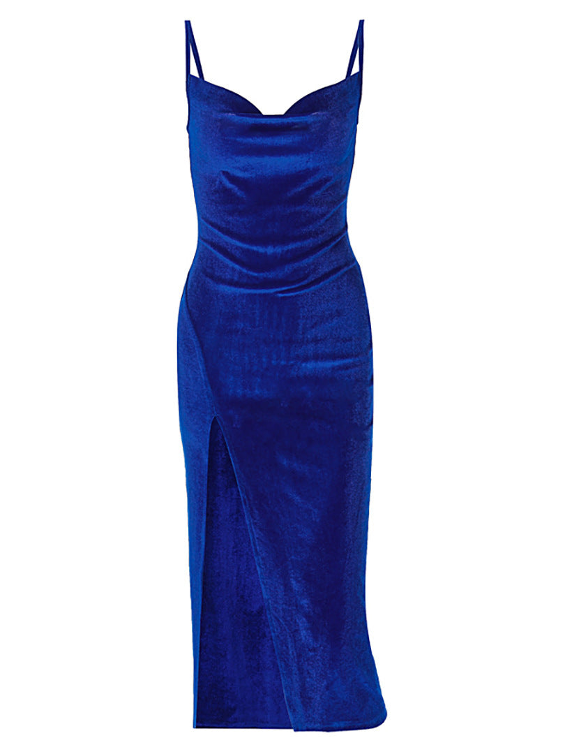 2024 Elegant Evening Gown For Women Summer Velvet Midi Bodycon Dress Women Sleeveless Off Shoulder Backless Party Club Dresses