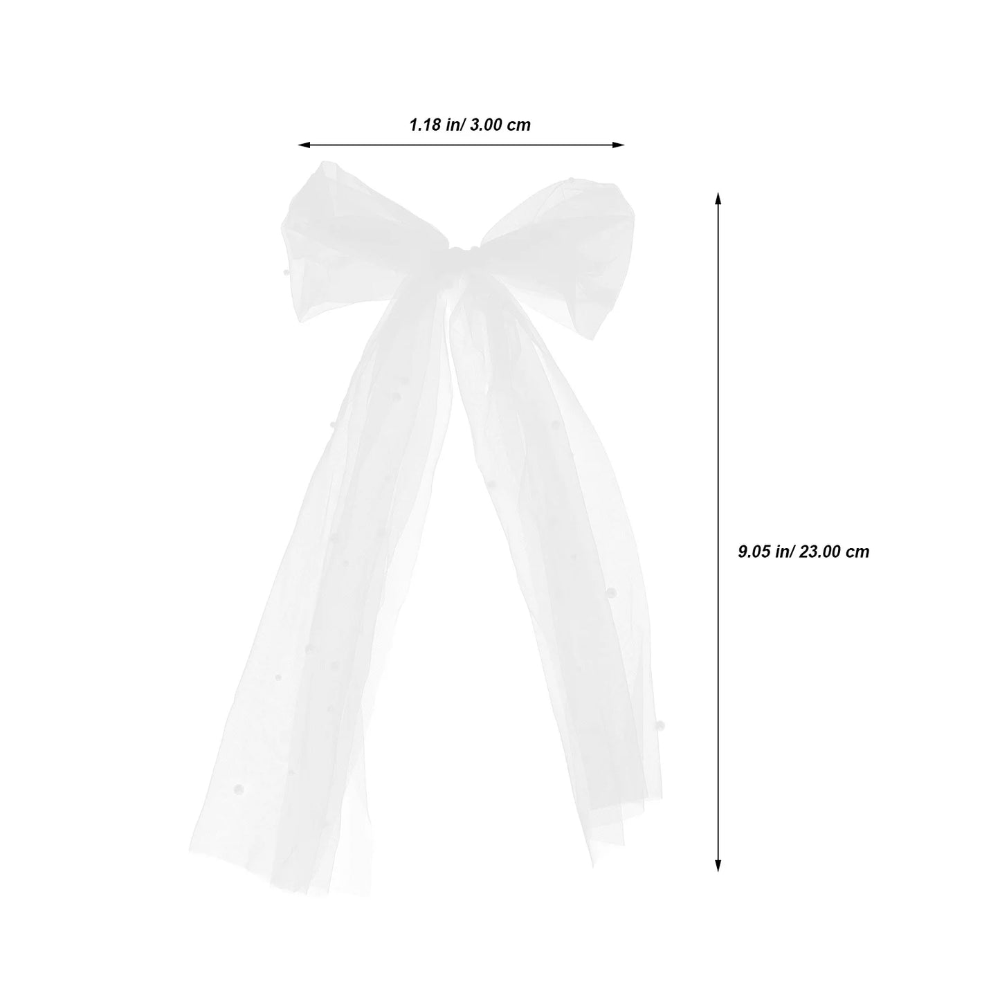 Bridal Bowknot White Beaded Veil Hair Clip Simple Elegant Wedding Accessories Bridal Veil Decor Bride Hairpiece