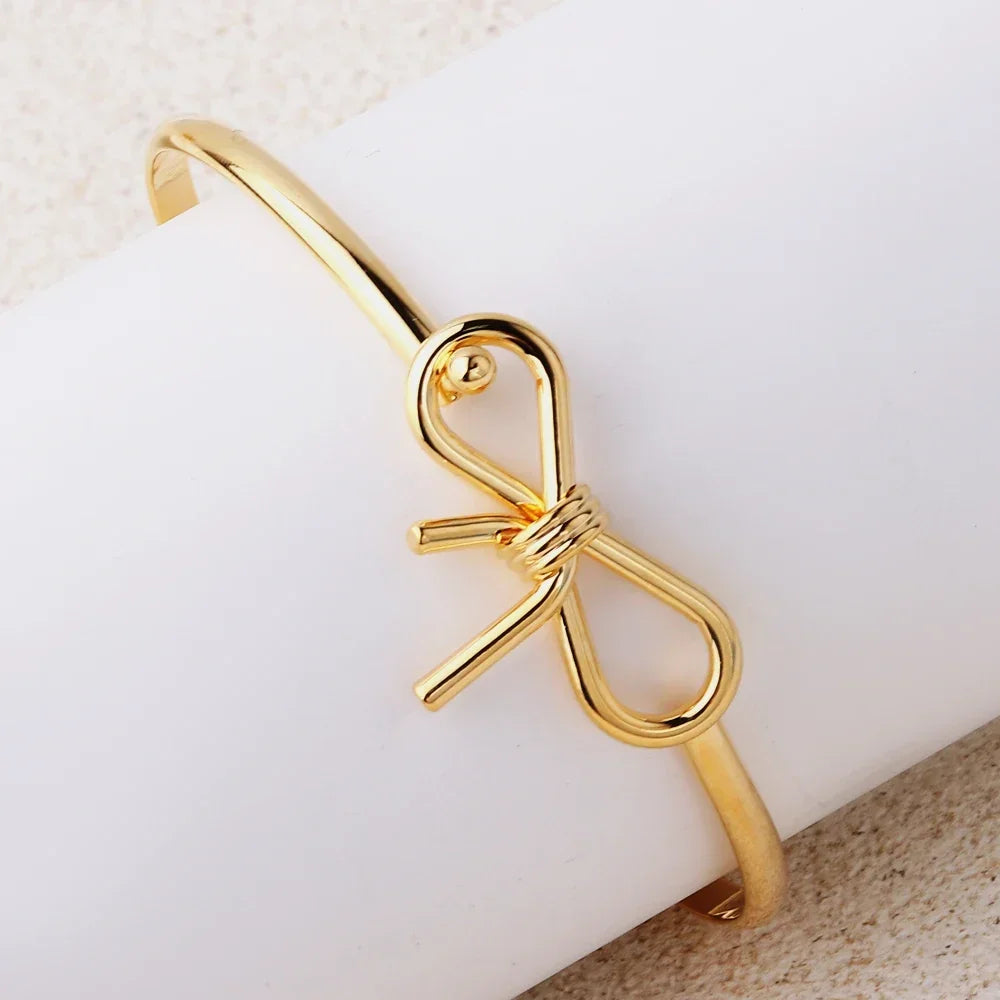 Good Quality Cuff Bangles for Women 18K Gold Plated Jewelry Tie The Knot Love Bracelets for Bridesmaid Best Friend Gifts
