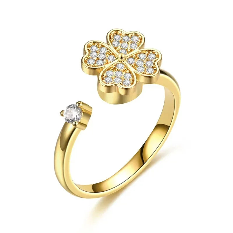 AAA Zircon Simple Geometric Ring Elegant Women's Daily Work Opening Adjustable Rings for Women Bridal Engagement Jewelry Gift