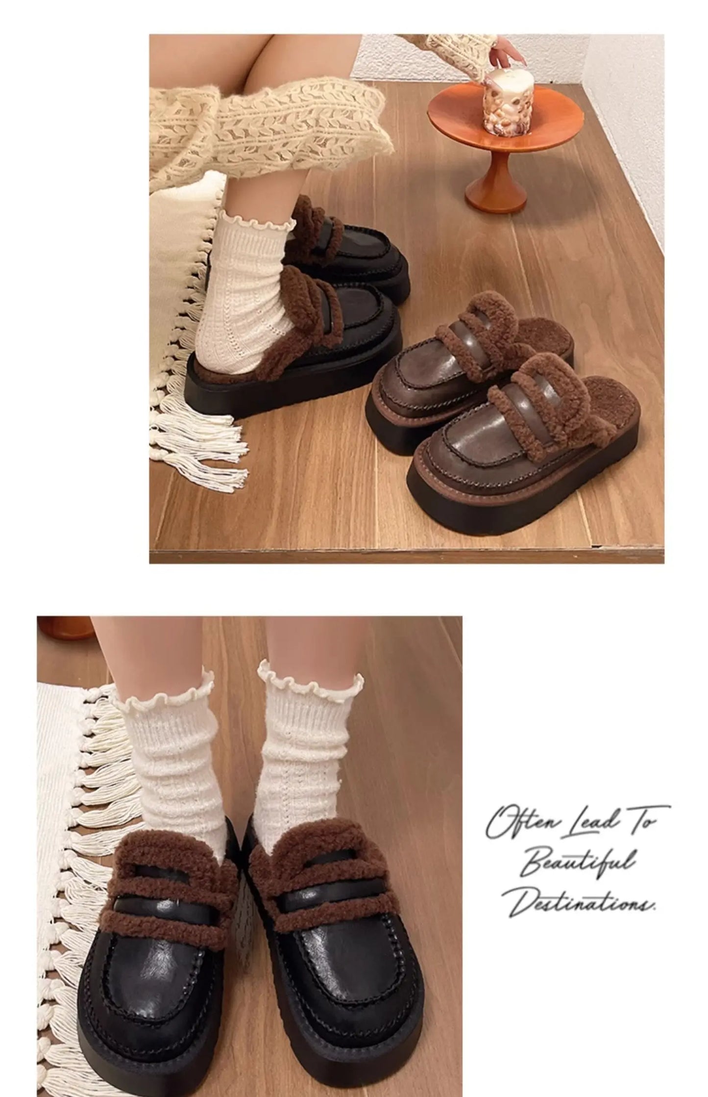 Shoes Loafers Ladies' Slippers Luxury Slides Winter Footwear Cover Toe Slipers Women Platform Designer 2024 House Slippers Platf
