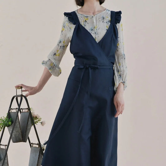 Modern Waterproof Florist Apron Cotton Adjustable Kitchen Apron with Pocket Stylish Cooking Apron Crafting