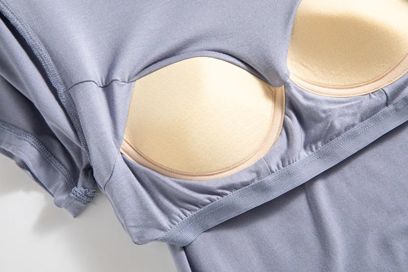 Women's Nightie New Modal Short Sleeve Home Wear Nightdress Casual Chest Pad Comfort Summer Nightgown Female Nightwear Dress