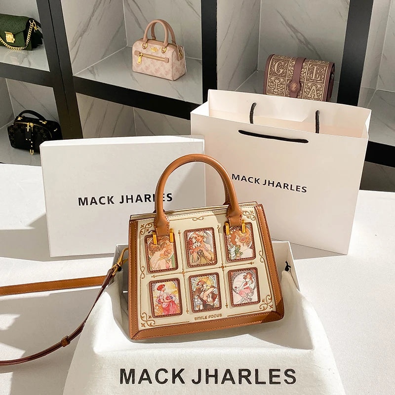 Women's handbag with high-end contrasting colors, carrying mother's bag 2024 new retro designer single shoulder crossbody bag