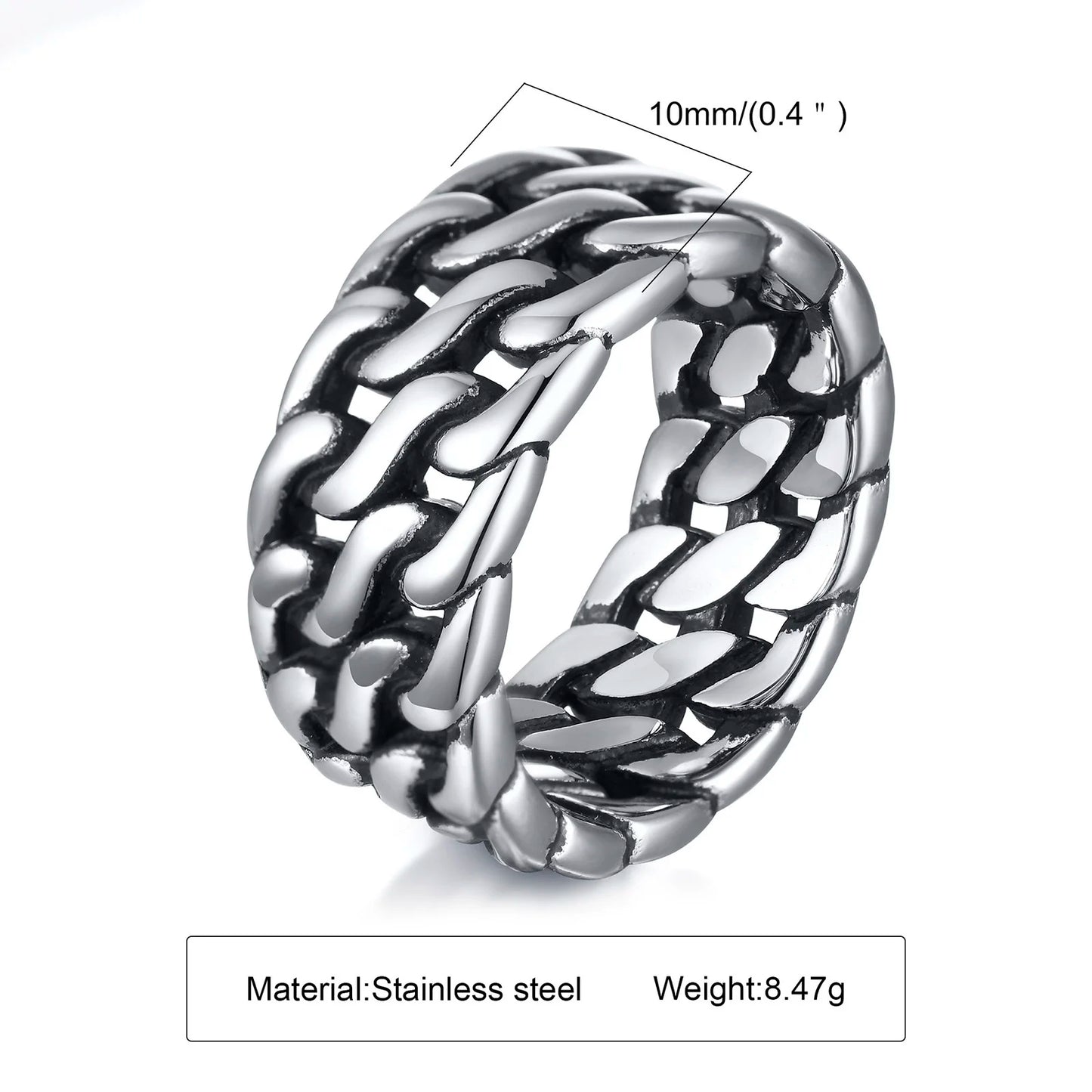 Punk Vintage Ethnic Rings for Men, Retro Viking Knot Rune Finger Band, Black Geometric Square Stone Signet Ring Jewelry