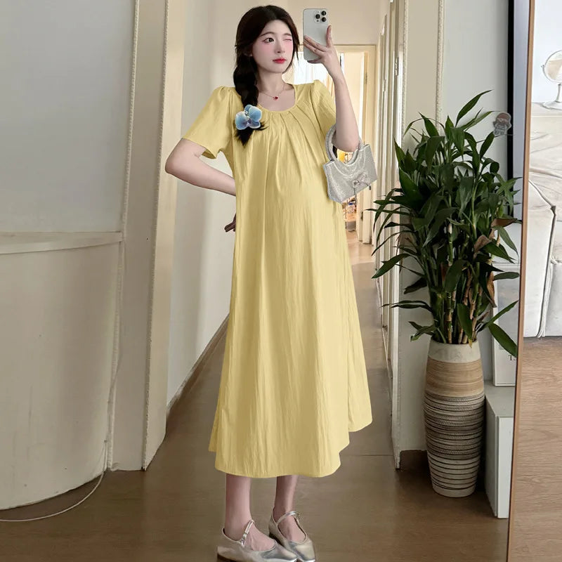 Elevate Your Summer Wardrobe: New Maternity Summer Dress Fashionable, Thin Long Dresses for Pregnant Women, Stay Cool in Style
