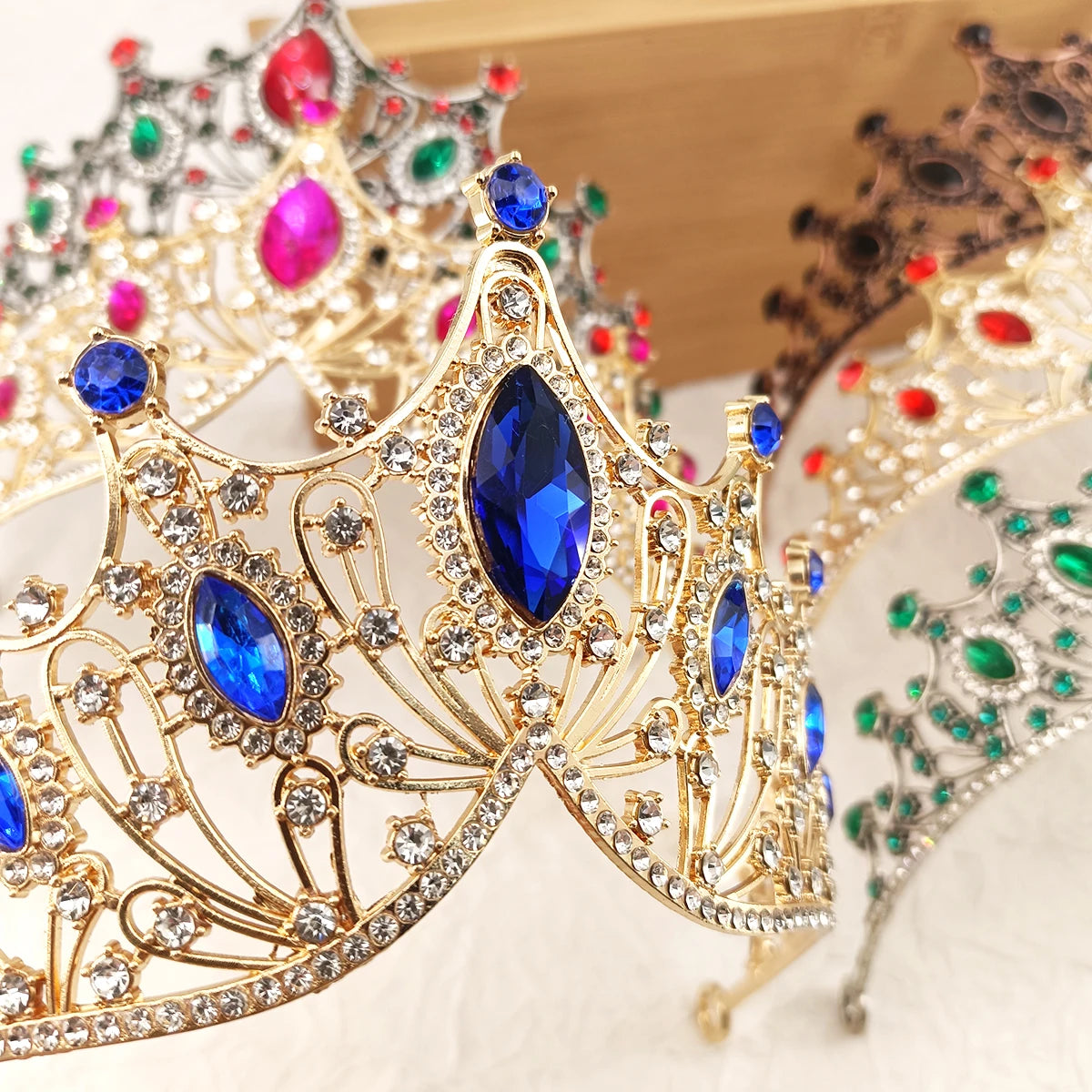 Bridal Headwear Colourful Women's Ballroom Crown Baroque Crystal Tiaras And Crowns Bridal Wedding Hair Accessories Jewelry