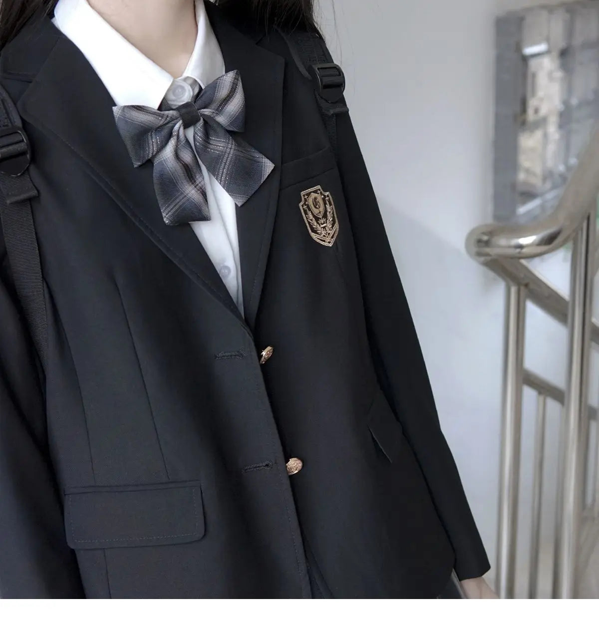 Blazer for Women Notched Collar Single Breasted Black Blazers Outwear JK College Student Uniform Autumn Loose Streetwear Chic