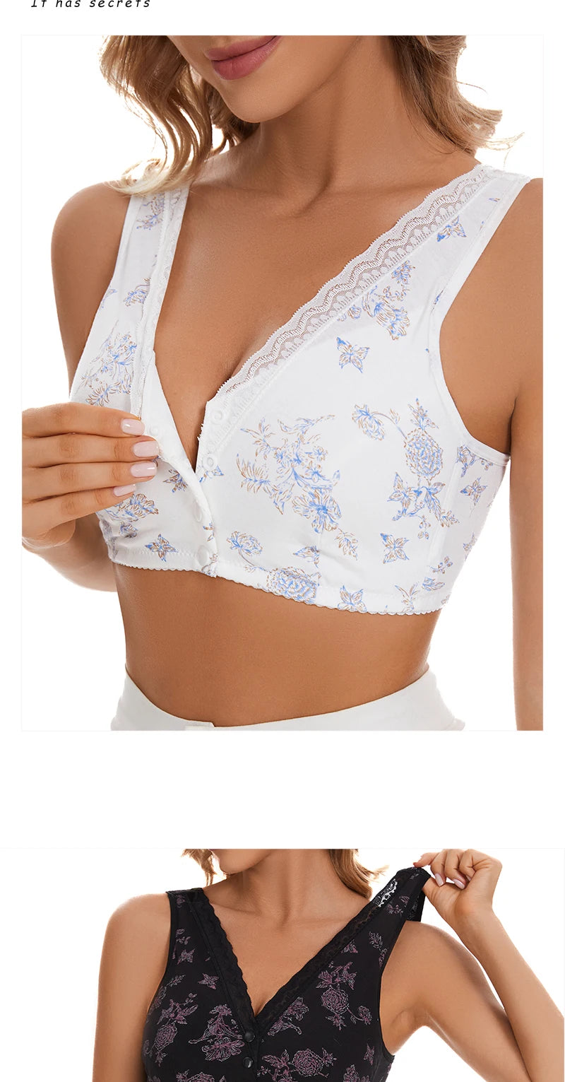 Bra Cotton Women Wire Free Bras Front Closure Brassiere Female Confortable Underwear Big Size 52BC 50BC Cup