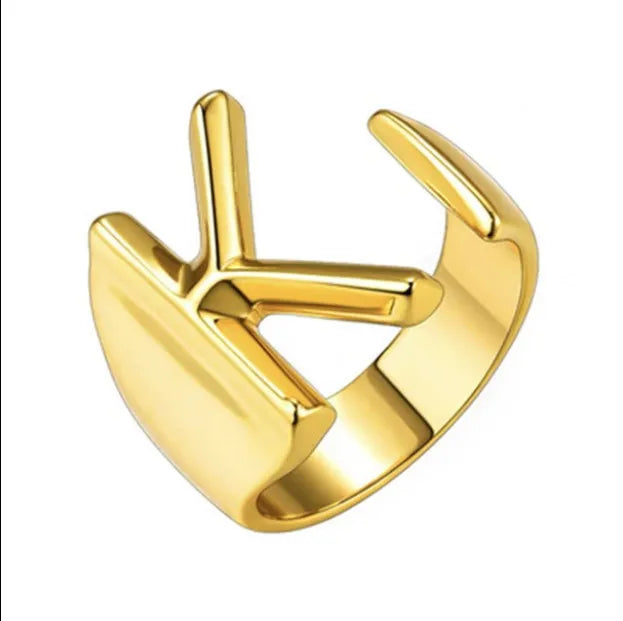 26 English Letter Ring Opening Adjustable Female Personality Internet Celebrity Ring Fashion Jewelry Couple Mother's Day Gift