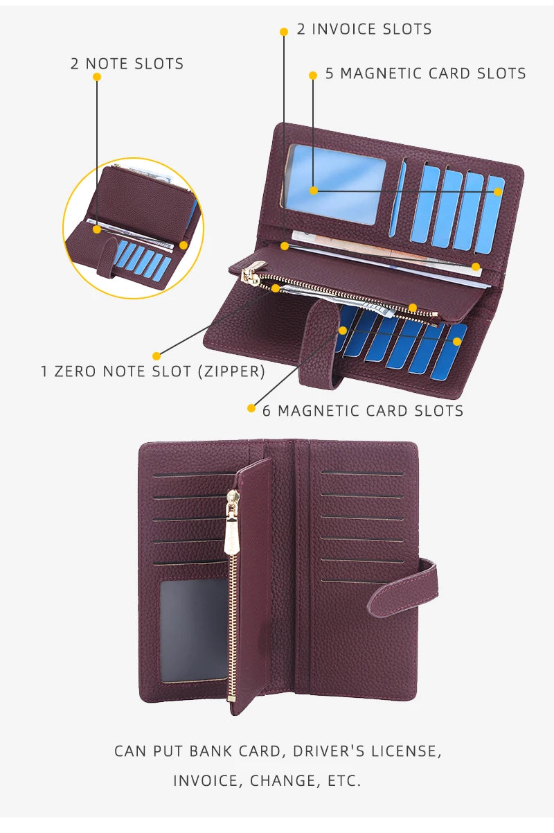 Women Long Wallets Slim Purse Handbags Female Purse Luxury Card Holder High Quality Zipper Wallet Pocket For Women