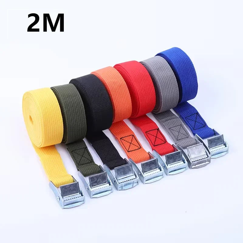 3pcs 2M Buckle Tie-Down Belt cargo straps for bike With Car motorcycle Metal Buckle Tow Rope Strong Ratchet Belt for Luggage Bag
