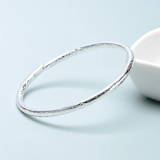1pc 925 Sterling Silver Boho Bangles For Women Couple Korean Luxury Designer Jewelry Accessories Wholesale Jewellery