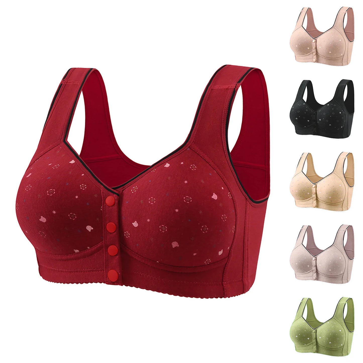Women'S Front-Clasp Bra Printed Bra Pattern Vest-Style Design Comfortable Without Underwire Suitable Daily Wear All Seasons Home