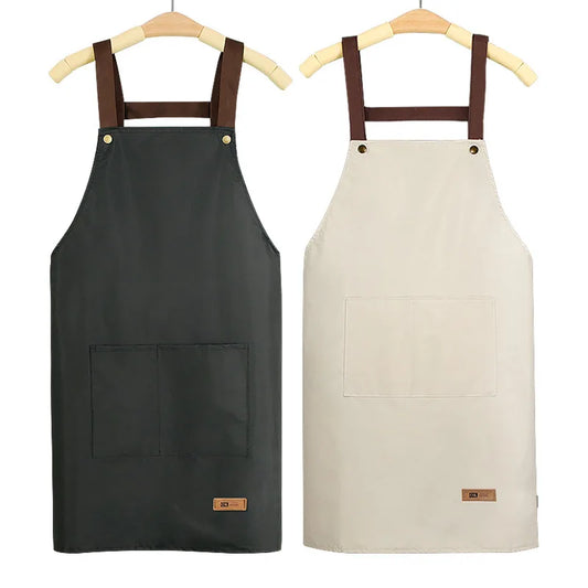 Kitchen Cooking Apron - Unisex Cute Adjustable Waterproof Canvas Aprons, Ideal for Chefs, Servers & Gifts
